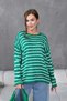 Women's Crew Neck Striped Embroidery Detail Oversized Knitwear Sweater - 4