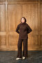 Women's Crew Neck Knitwear Set Brown - 3