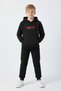 3 İplik K Hooded Kangaroo Pocket Winter Sh Fleece-Lined Print Detailed Boys' Tracksuit Set - 2