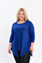 Asymmetrical Cut Flexible Stretch Fabric Long Sleeve Crew Neck Stylish Sandy Plus Size Blouse – 5012 - 3