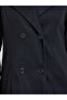 Black Solid Buttoned Long Sleeve Coat - 4