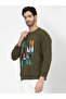 Men Olive Graphic Sweatshirt - 3