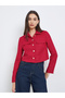 Solid Button Front Long Sleeve Jacket - 3