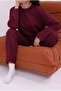 Women's Plum Color Soft Textured Winter Cotton Long Sleeve Comfortable Fit Pajama Set - 3