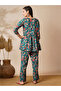 Floral Embroidered Jaal Print Peplum Tunic and Pants Fusion Co-Ords - 3