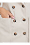 Beige Double Breasted Wool Like Coat with Pocket Detail - 4