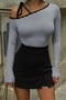 Black and White Striped Natural Viscose Long Sleeve Blouse 8026 - 5