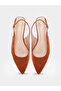 Tan Suede Block Heel Slingbacks Shoes - 5