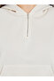 Beige Quarter Zip Solid Hoodie - 3