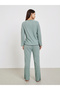 Pipping Detail T-Shirt and Long Pyjama Set - 5