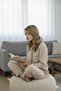 100% Cotton Muslin Women's Pajama Set - Beige - 8