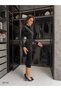 Ruched Detail Black Velvet Midi Dress-Chic Dress for Wedding&Henna&Special Occasions - 4