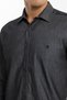 Small Collar Snap Fastener Stretch Fabric Denim Look Long Sleeve Men's Shirt Slim Fit - 4