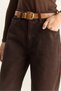 Women's Brown Belt Detailed High Waist Wide Leg Denim Trousers 5298 60283857 - 7