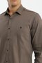 Small Collar Snap Fastener Stretch Fabric Denim Look Long Sleeve Men's Shirt Slim Fit - 6