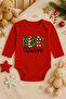 2026 New Year Christmas Printed Cotton Long Sleeve Snap Fastener Baby Red Bodysuit Undershirt Jumpsuit