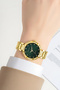 Steel Cord Steel Case Women's Wristwatch, Bracelet Gift Gold-Green Zmfer202 - 5