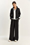 Women's Black Half Zipper Stripe Detailed Modal Top and Bottom Set 4075 60283856 - 3