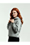 Women's Gray Oversized Wide Fit Hooded Side Pockets Sweat 3 Thread Soft Puff Fabric - 6