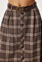 Belted Checkered Midi Polyviscose Skirt Lrg0047 Brown - 3