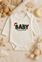 2026 New Year Christmas Printed Cotton Long Sleeve Snap Fastener Baby Ecru Bodysuit Undershirt Jumpsuit