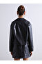 Soulife Black Shirt Collar Women's Leather-Look Jacket - 5