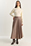 Women's Brown Plaid Patterned Long Skirt De251112 60283838 - 5
