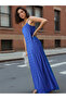 Blue Textured Strappy Maxi Dress - 3