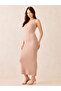Brown Ribbed Stripe Maxi Dress - 4