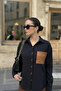 Women's Leather Pocket-Detail Poplin Shirt