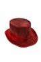 56 cm Head Circumference Red Glitter Embossed Magician Top Hat – Party and Christmas Hat - 4