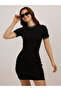 Black Ribbed Bodycon Mini Dress - 6