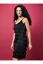 Black Fringed Strappy Mini Dress - 2