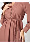 Beige Long Sleeves Buttoned Maxi Dress - 4