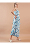 Tropical Print Ruffled Strappy Maxi Dress - 6