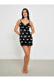 Bow Print Velvet Slip with Lace Detail - 2