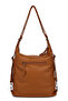 Barcelona Multi-Pocket Daily Adjustable Strap Large Size Women's Shoulder and Backpack Brown - 3