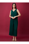 V Neck Accordion Pleats Wide Leg Jumpsuit - 2