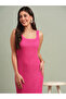 Women Pink Square Neck Bodycon Midi Dress - 5