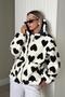 Women's Heart Lined Plush Coat Ecru