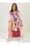 Floral Print Ruffled Long Sleeve Mini Dress - 5
