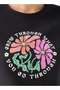 Regular Fit Cotton T-shirt with Floral Slogan Print - 4