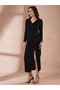 Shimmer Long Sleeves Ruffle Detail Bodycon Maxi Dress - 2