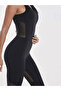 Women Black Vent Racy Plain Criss Cross Back Jumpsuit - 3