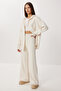 Hooded Zippered Knitwear Bottom-Top Set Lmt0051 Cream - 2