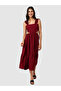 Burgundy Textured Strappy Midi Dress - 2