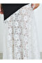 Lace Hem Long Sleeves A-Line Maxi Dress - 4