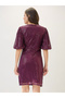 Burgundy Puff Sleeves Twisted Sequined Mini Dress - 3