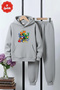 3 İplik Ş Fleece-Lined Boys' Tracksuit Set with Kangaroo Pocket and Intelligence Cube Print Detail