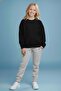 Girl's Vibes Printed Crew Neck Tracksuit Set – Black & Grey - 6